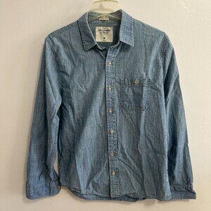 Abercrombie & Fitch Shirt Mens size M Blue Chambray Muscle Button-up Long Sleeve